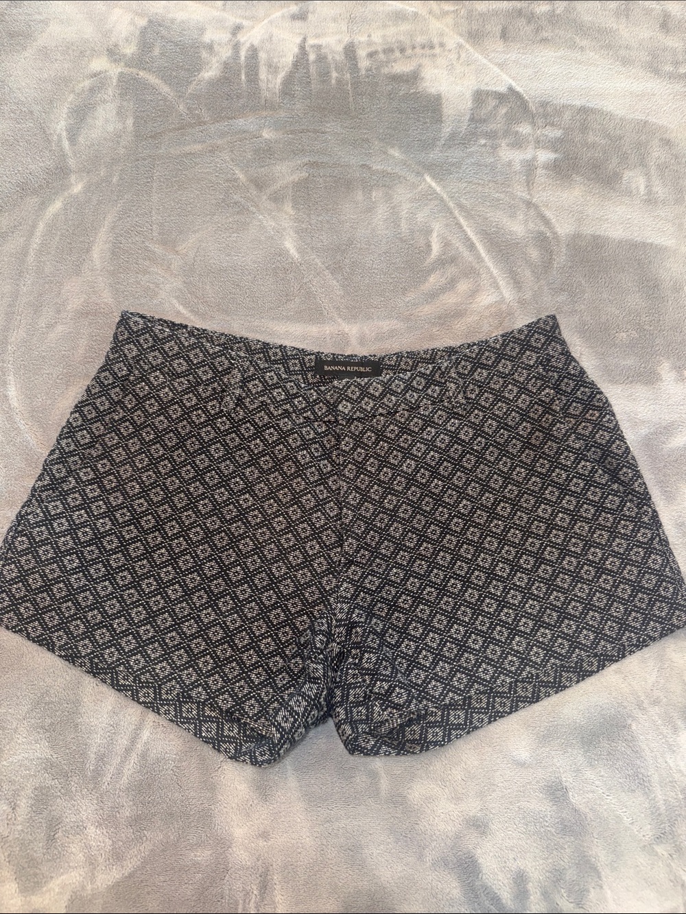 Banana Republic Navy and White Geometric High-Waist Shorts